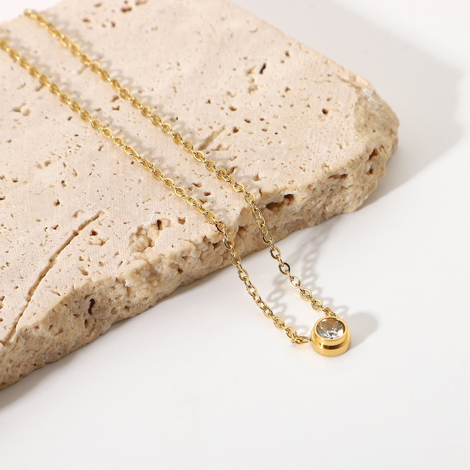 Aurora Solitaire Gold Necklace