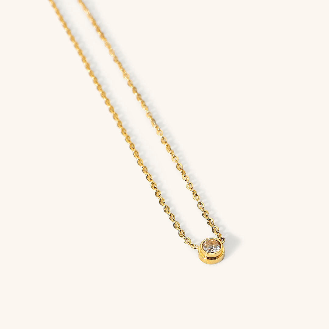 Aurora Solitaire Gold Necklace