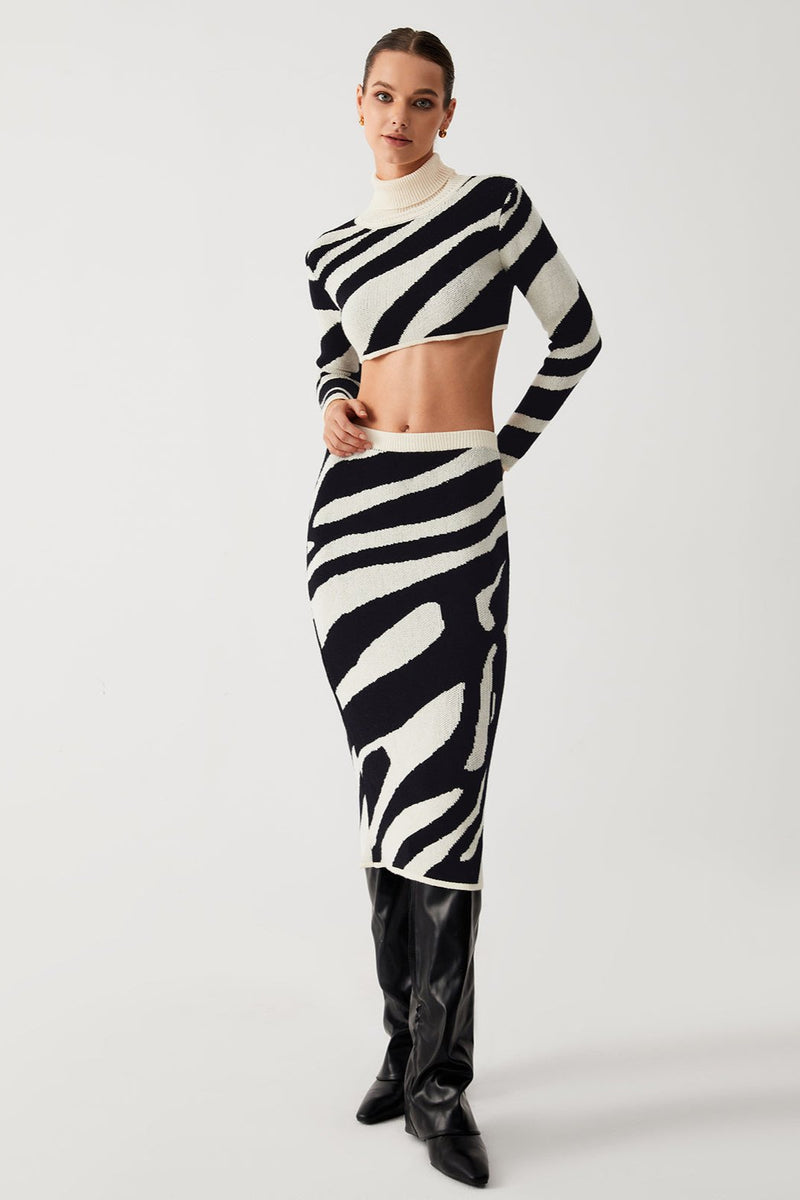 Zebra Chic Two-Piece Skirt Set - Bold and Fierce Style