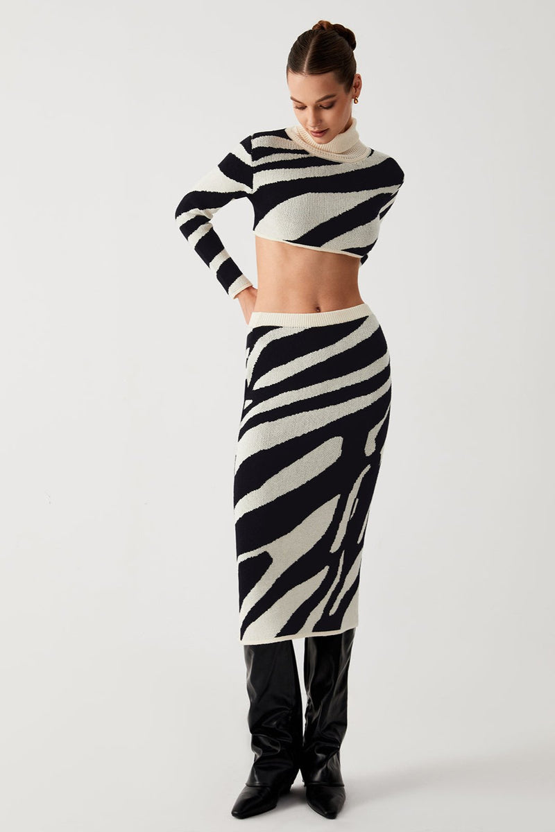 Zebra Chic Two-Piece Skirt Set - Bold and Fierce Style