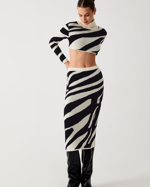 Zebra Chic Two-Piece Skirt Set - Bold and Fierce Style