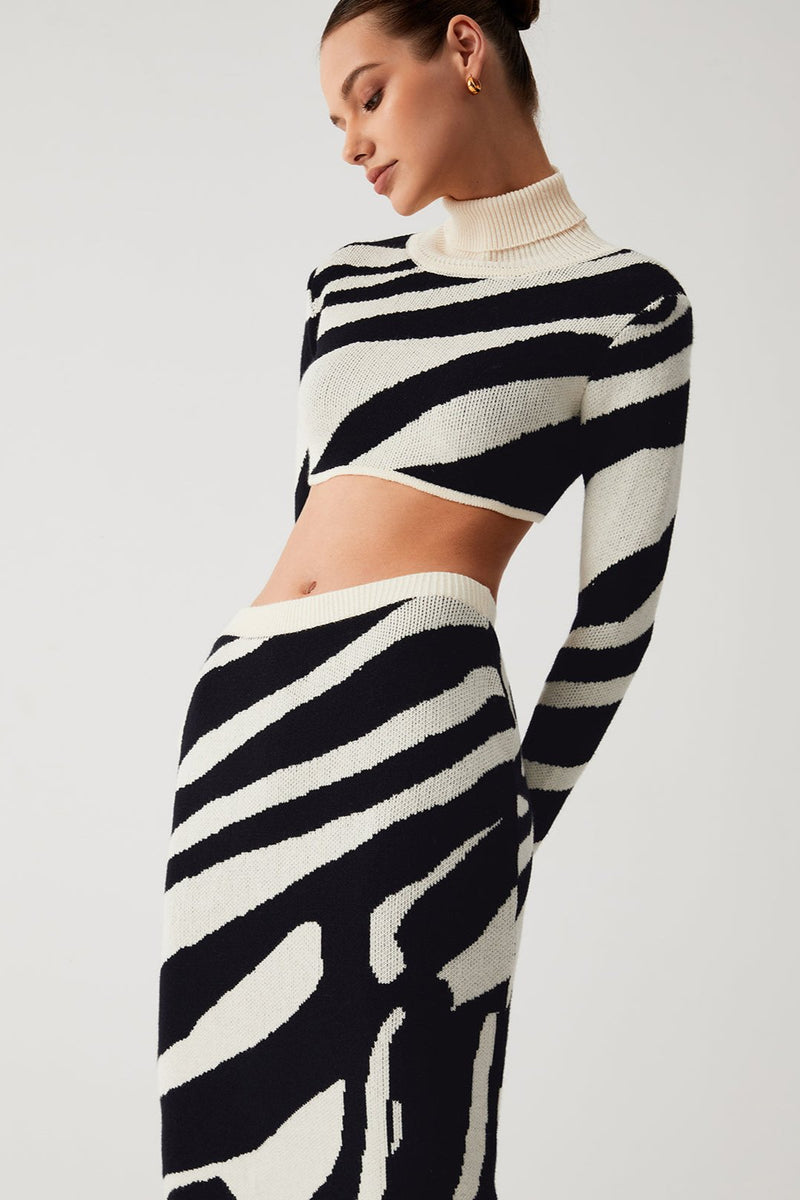 Zebra Chic Two-Piece Skirt Set - Bold and Fierce Style