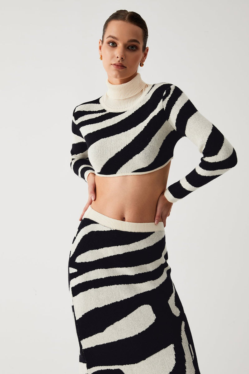 Zebra Chic Two-Piece Skirt Set - Bold and Fierce Style