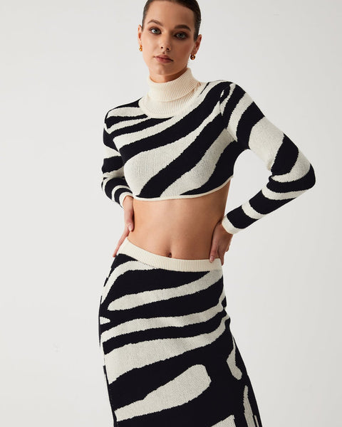 Zebra Chic Two-Piece Skirt Set - Bold and Fierce Style