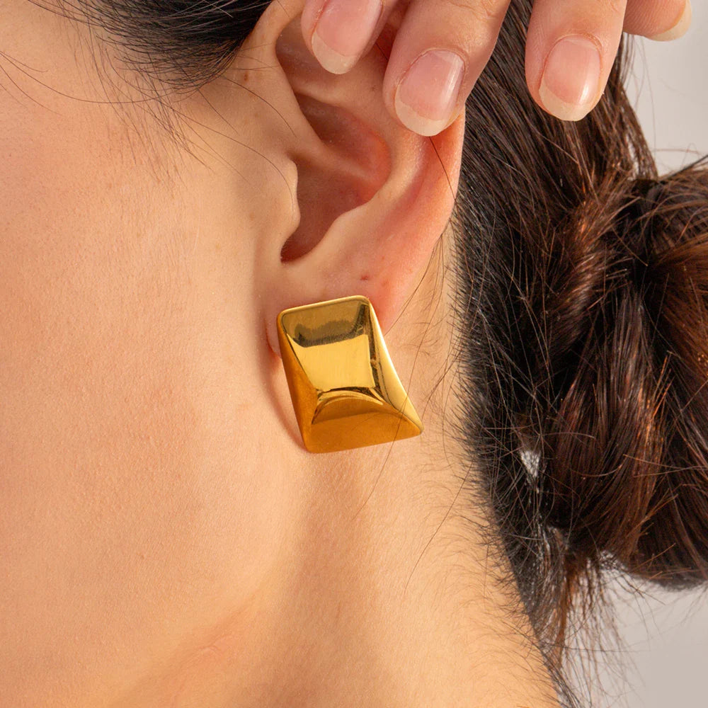 Bold Wave - Sculpted Gold Earrings