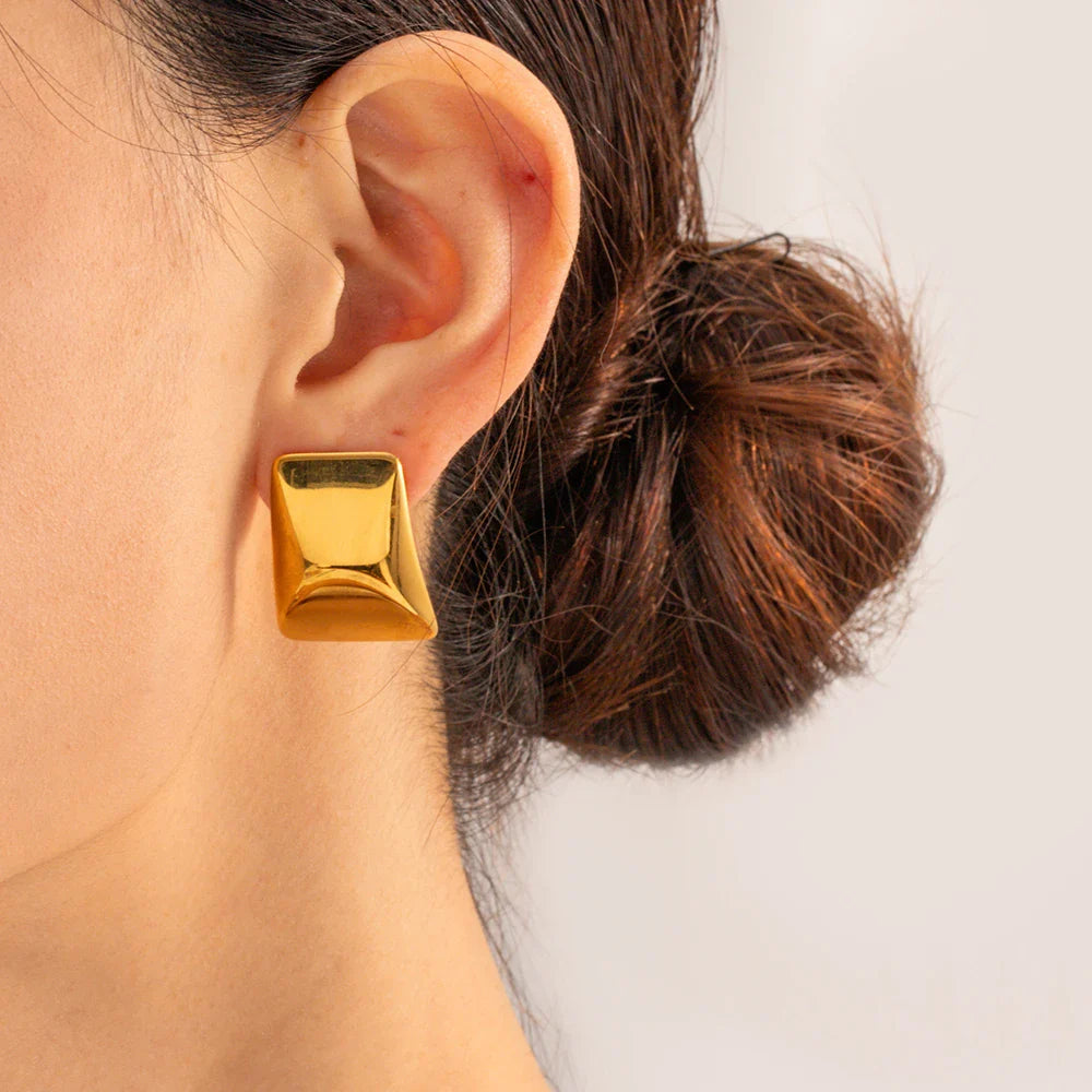 Bold Wave - Sculpted Gold Earrings