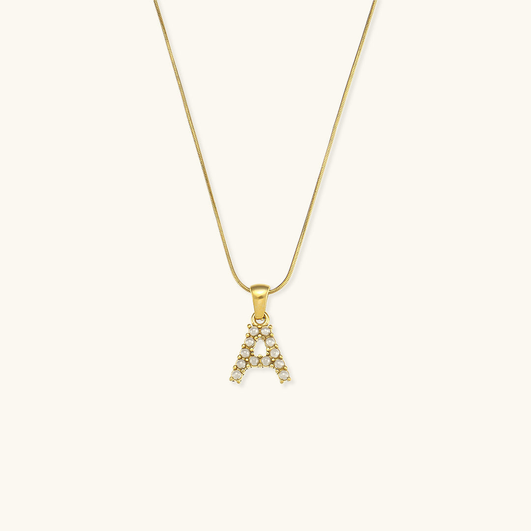 Celeste - Gold Pearl Letter Necklace