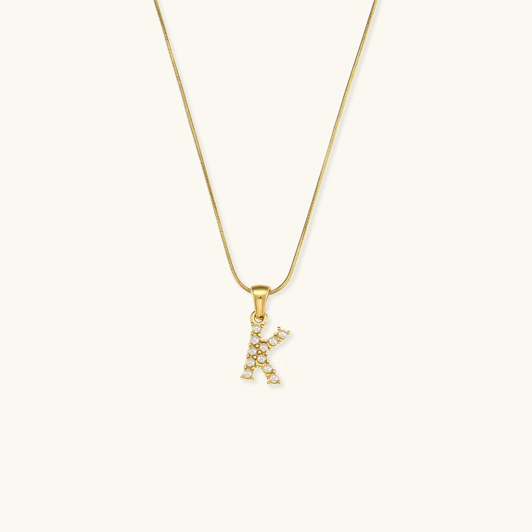 Celeste - Gold Pearl Letter Necklace