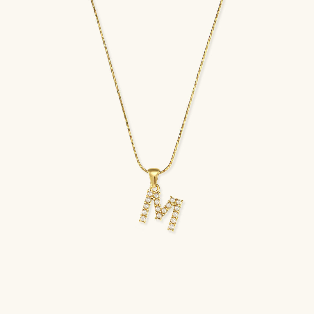 Celeste - Gold Pearl Letter Necklace