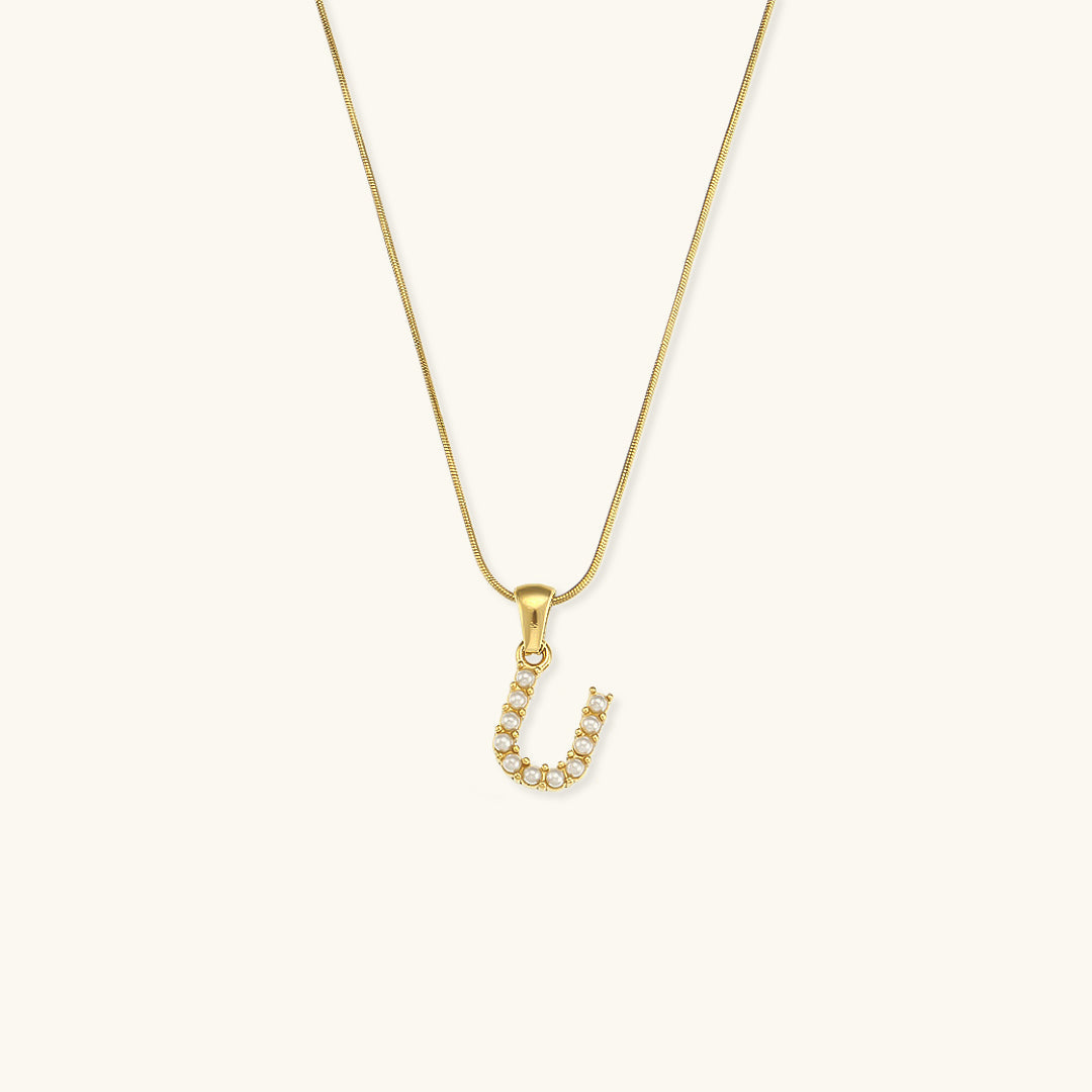 Celeste - Gold Pearl Letter Necklace