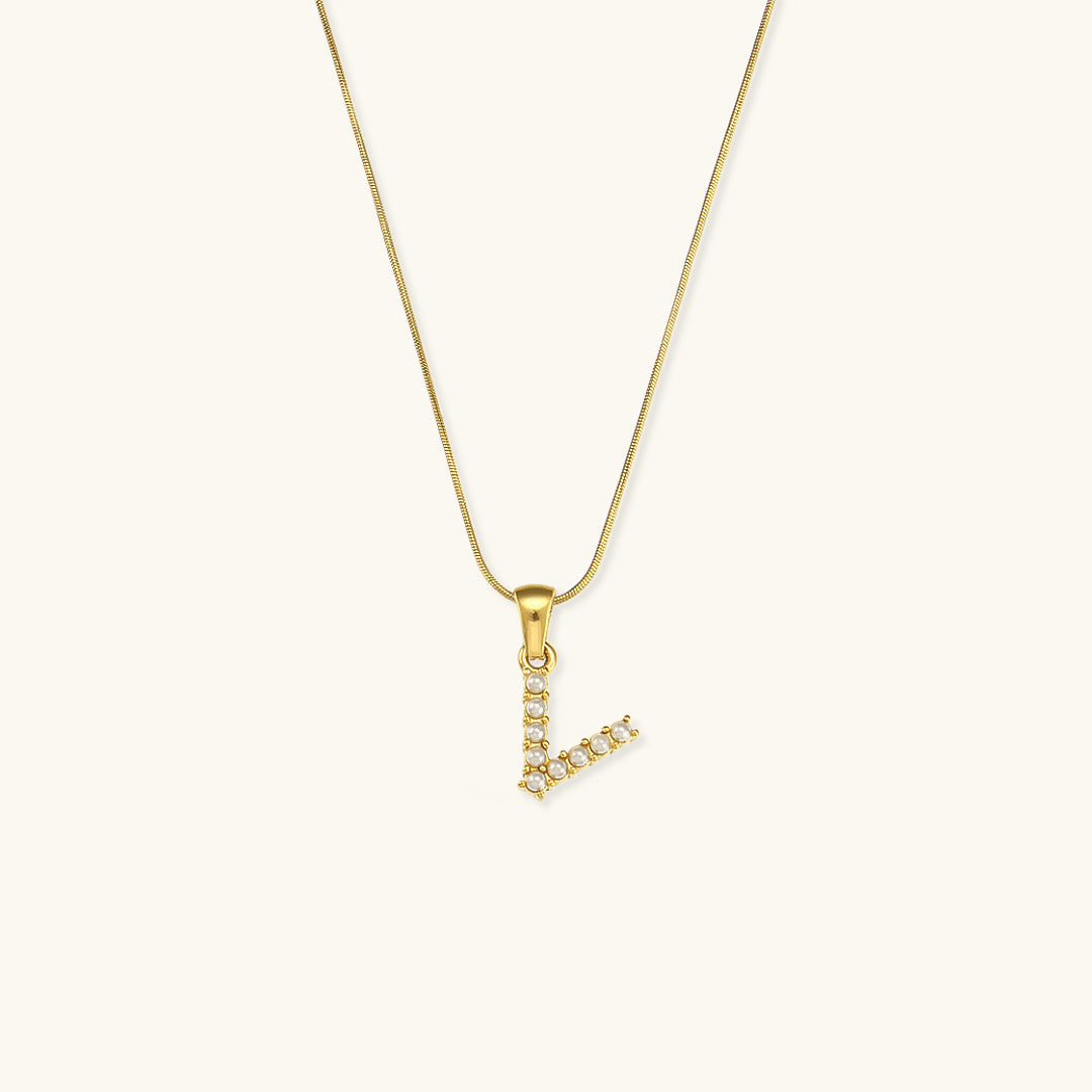 Celeste - Gold Pearl Letter Necklace