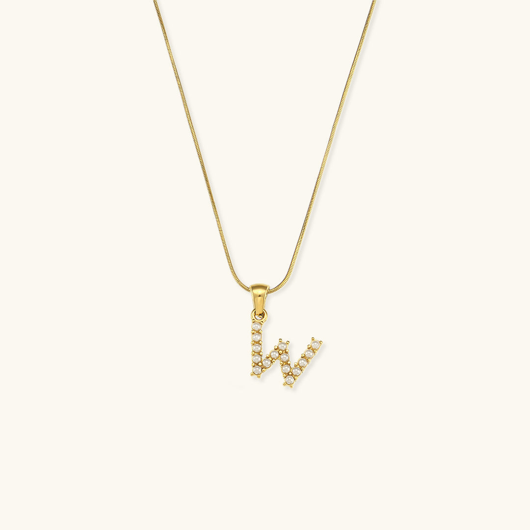 Celeste - Gold Pearl Letter Necklace