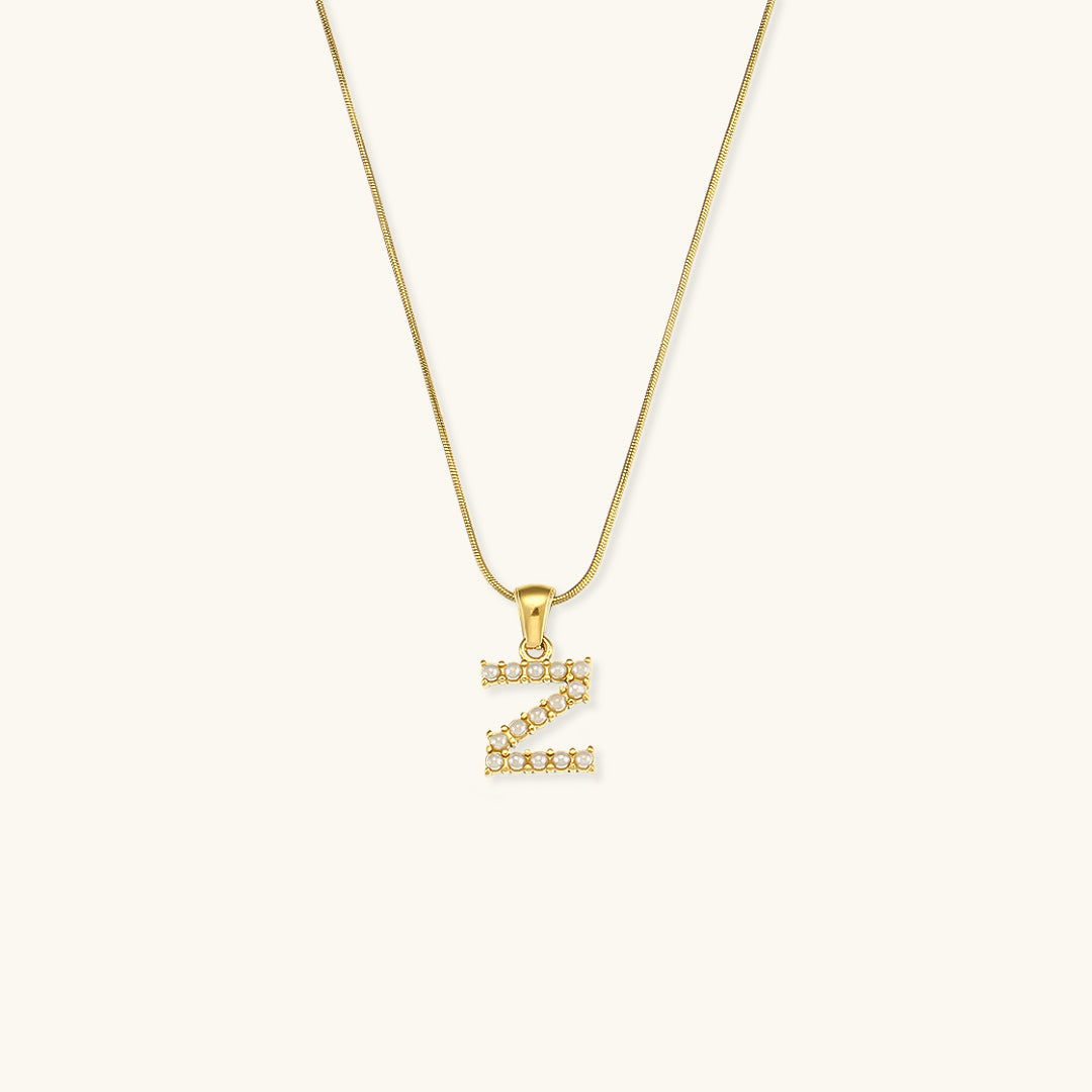 Celeste - Gold Pearl Letter Necklace