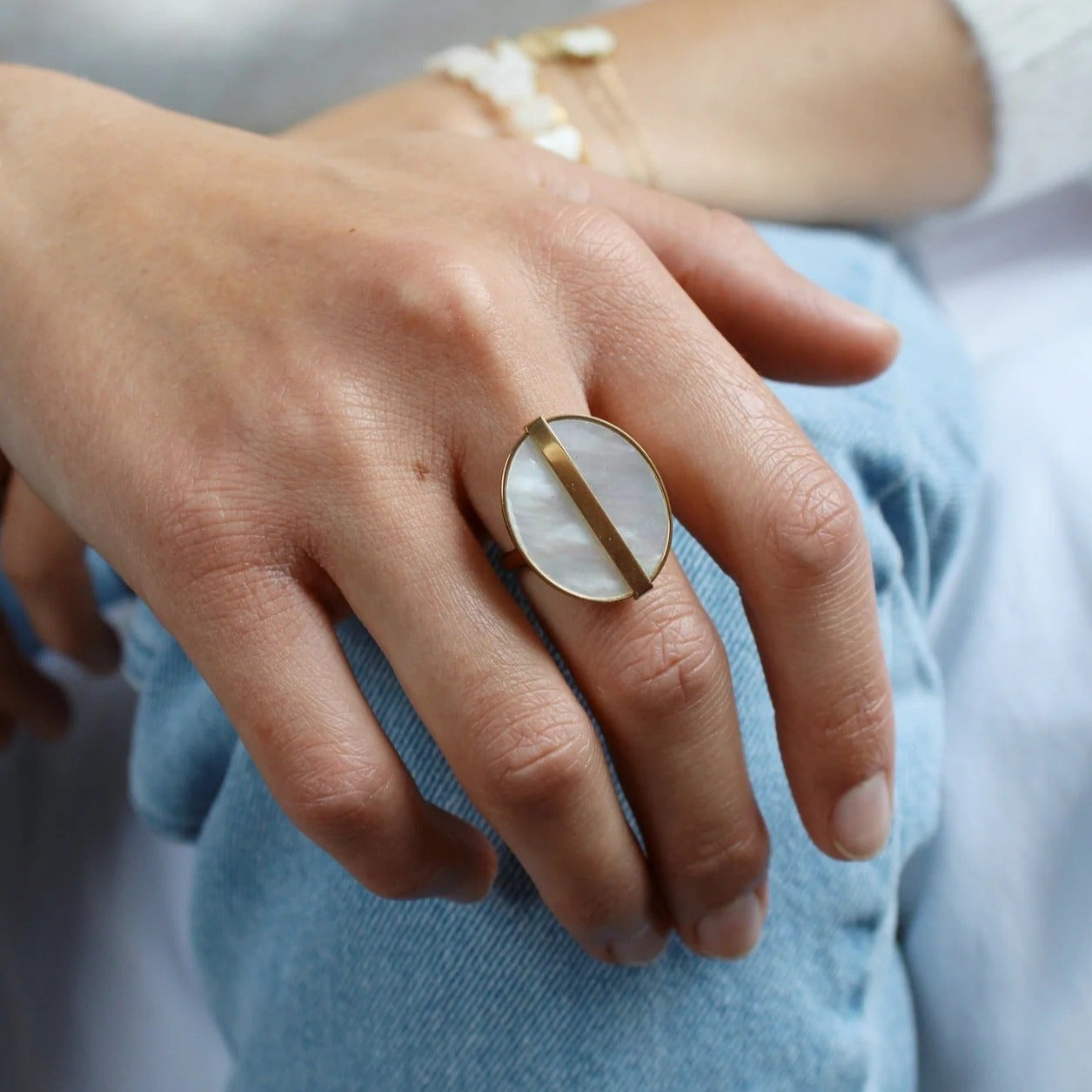 Celeste Gold Disc Ring