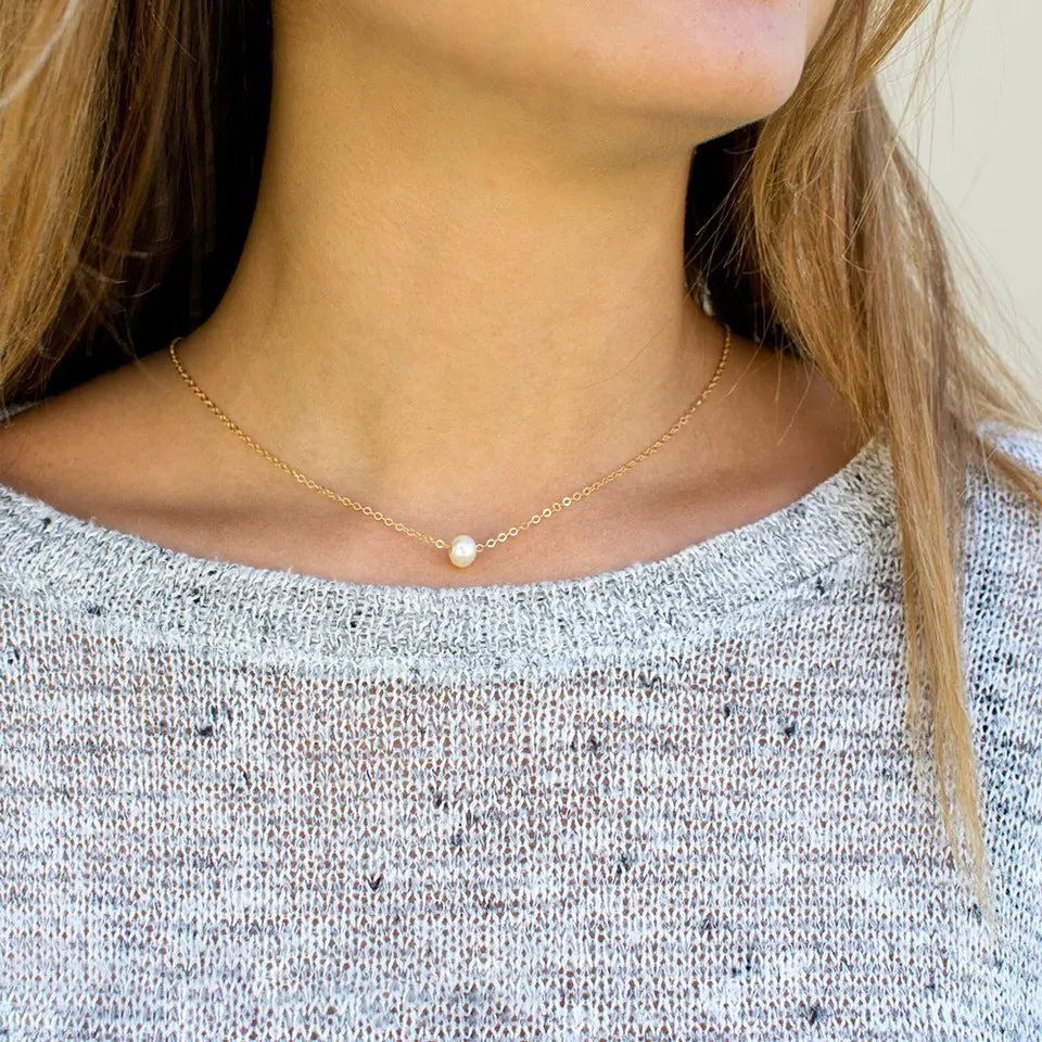 Collier à une seule perle Céleste