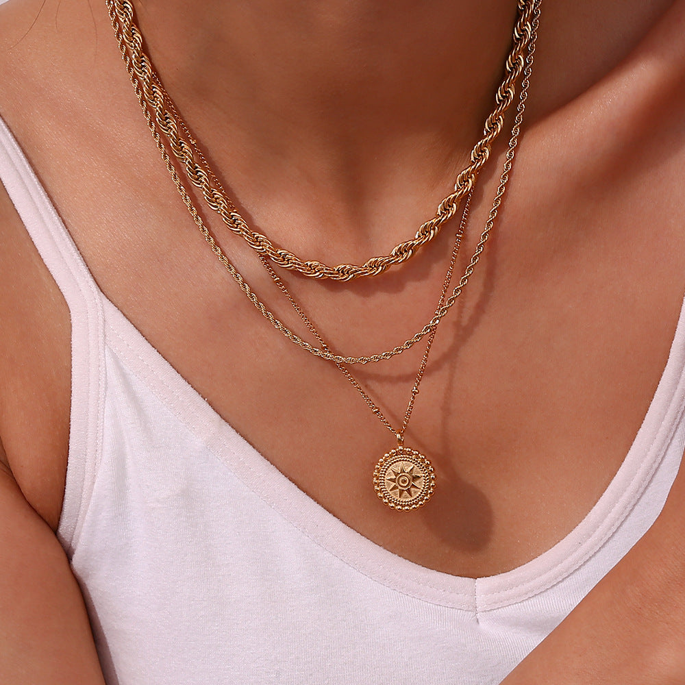 Celestial Glow - Gold Medallion Necklace