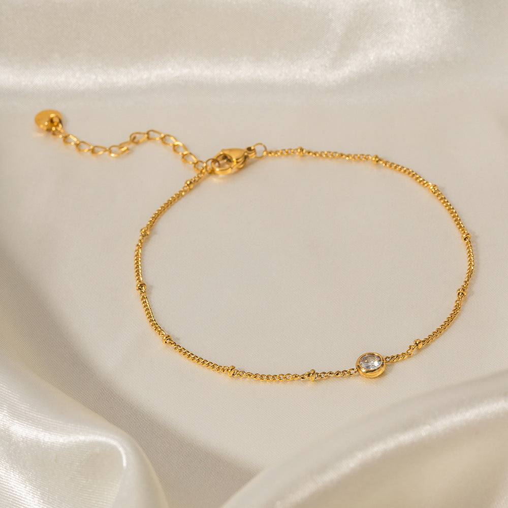 Delicate Crystal Charm Anklet - Golden Elegance