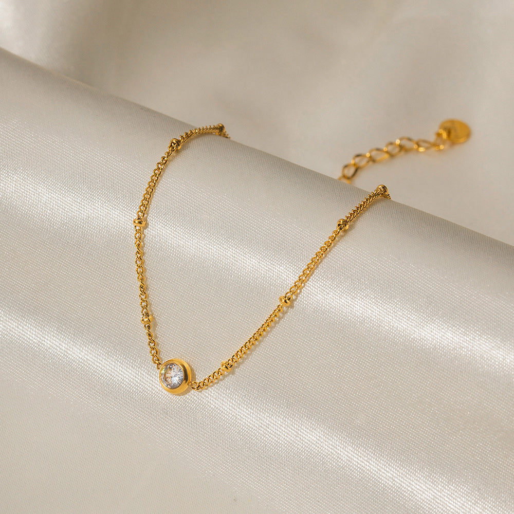 Delicate Crystal Charm Anklet - Golden Elegance