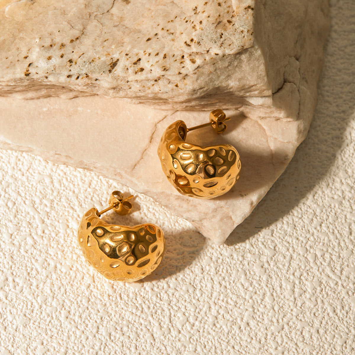 Eira Hammered Gold Earrings