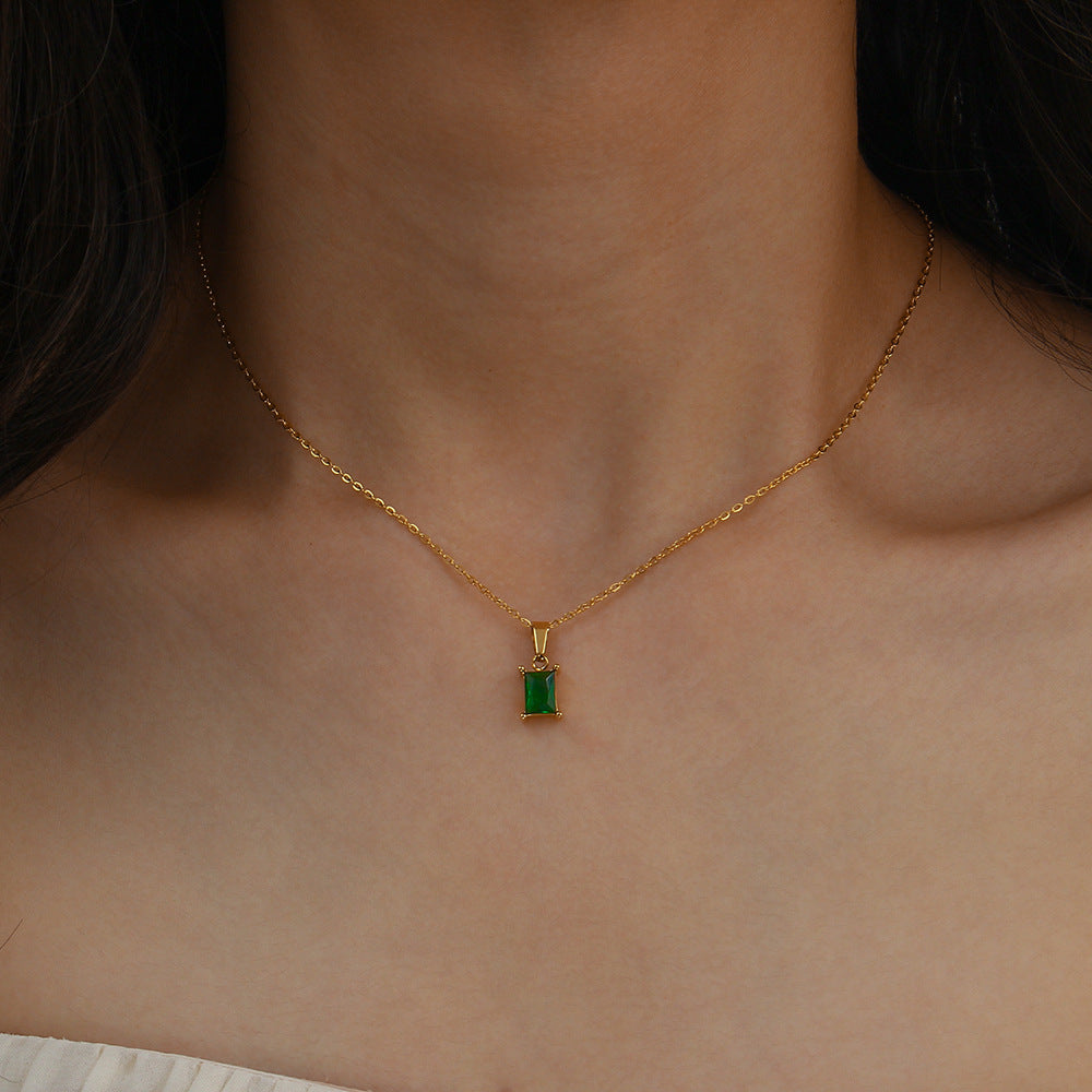 Emerald Charm - Green Gemstone Necklace