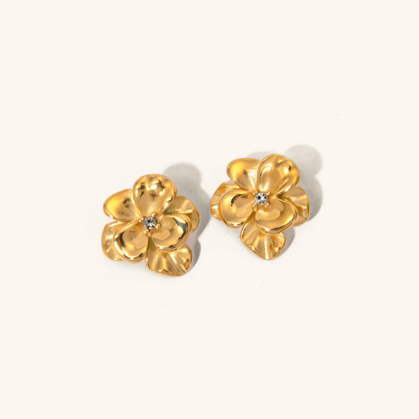 Flora Bloom - Floral Gold Stud Earrings