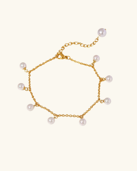 Freshwater Pearl Anklet - Golden Droplets