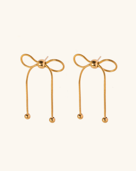 Golden Bow Drop Earrings