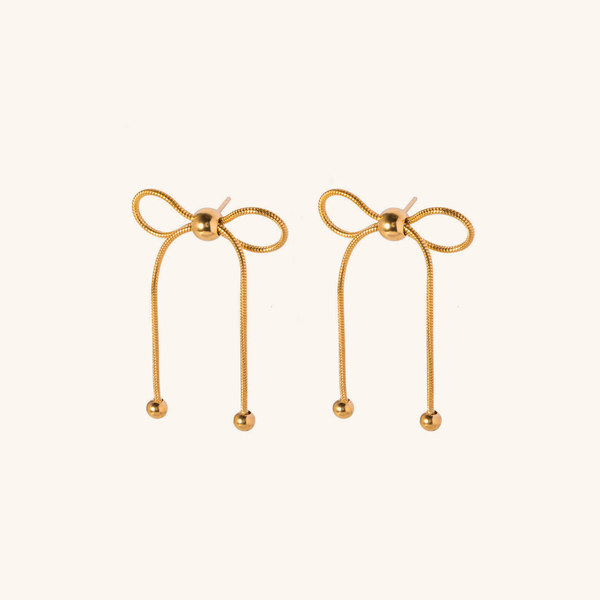 Golden Bow Drop Earrings