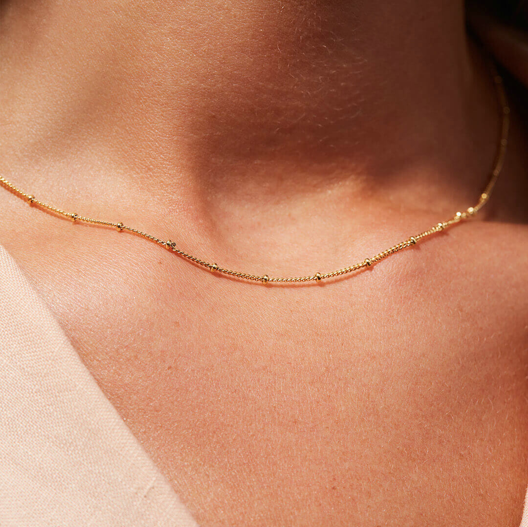 Golden Dots - Beaded Chain Necklace