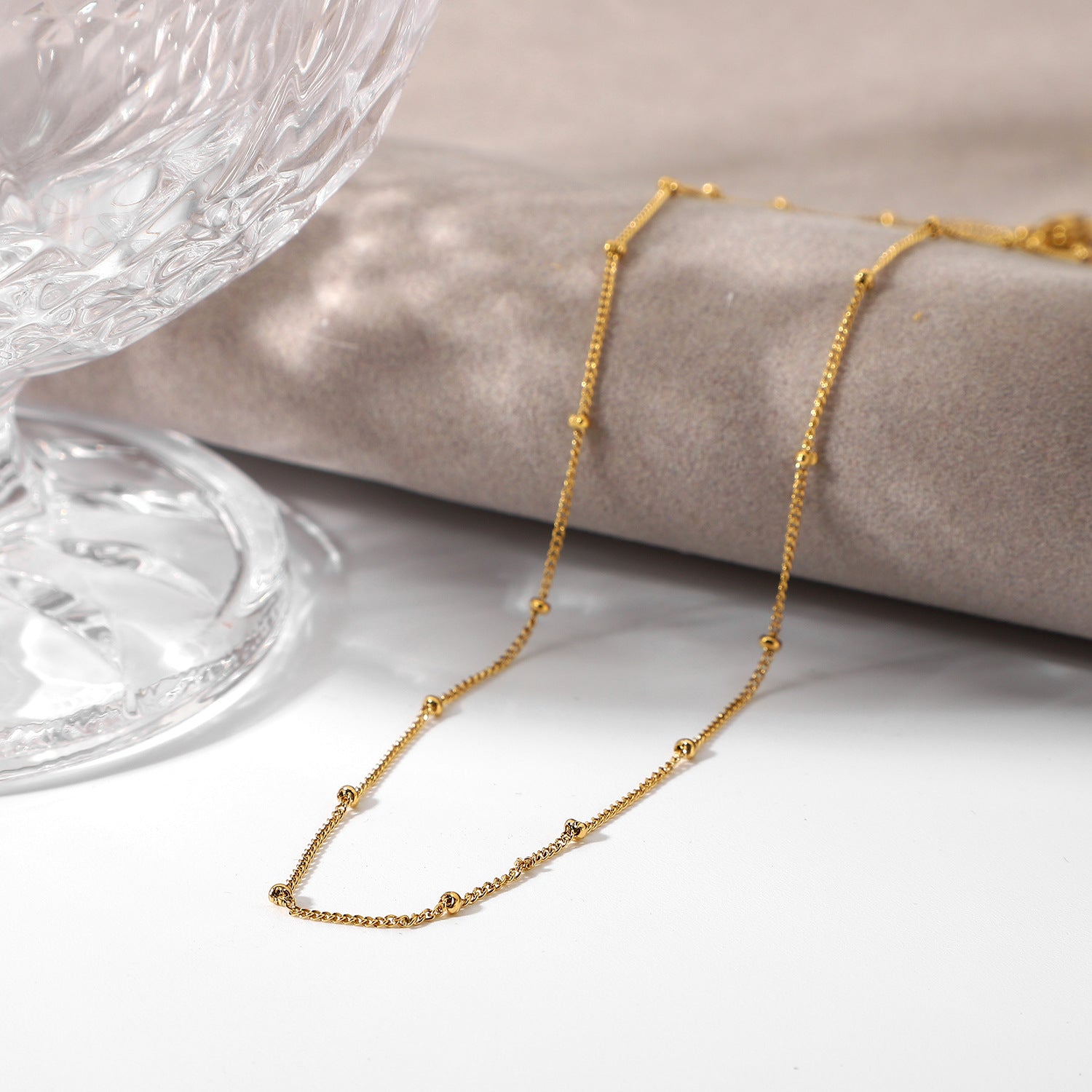 Golden Dots - Beaded Chain Necklace