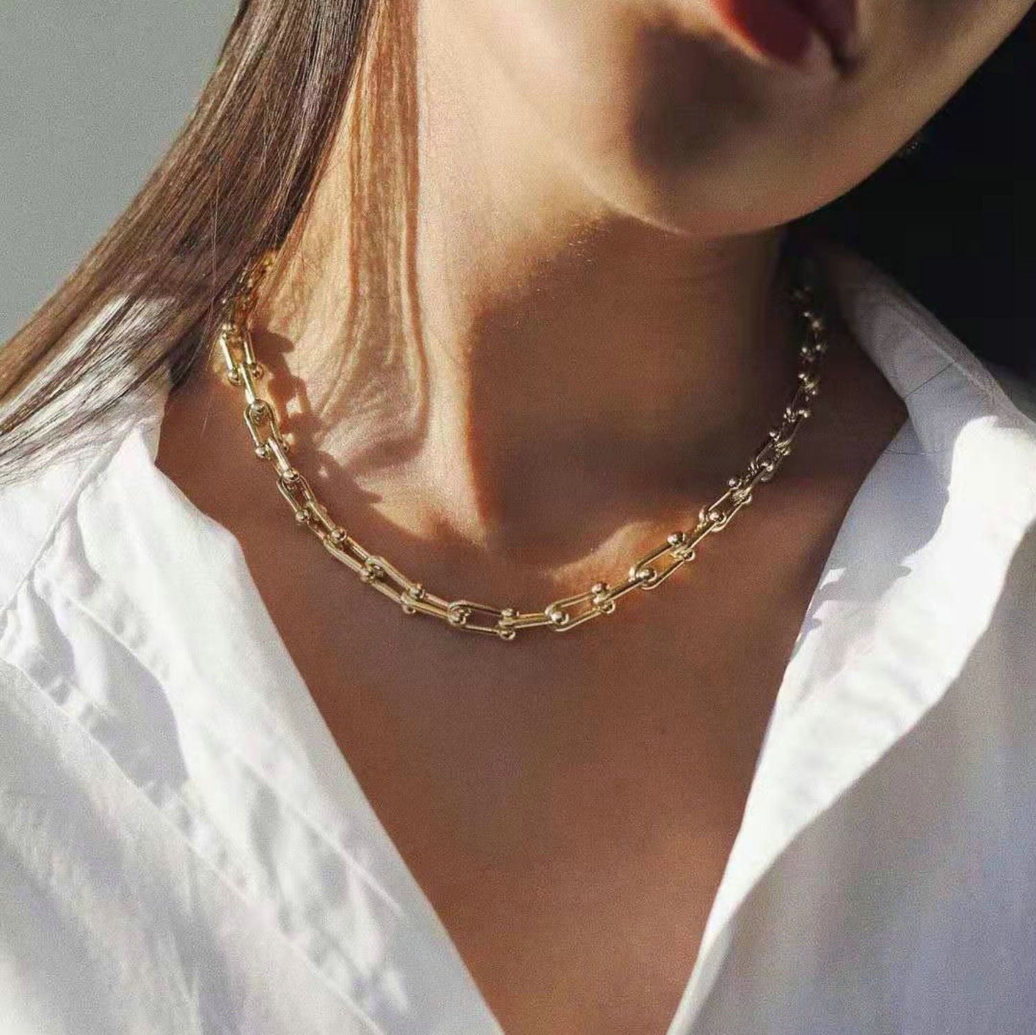 Golden Flow - Linked Chain Necklace