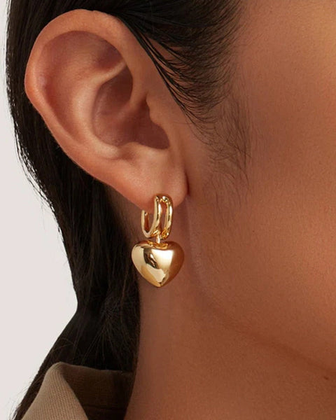 Heart Drop Gold Earrings