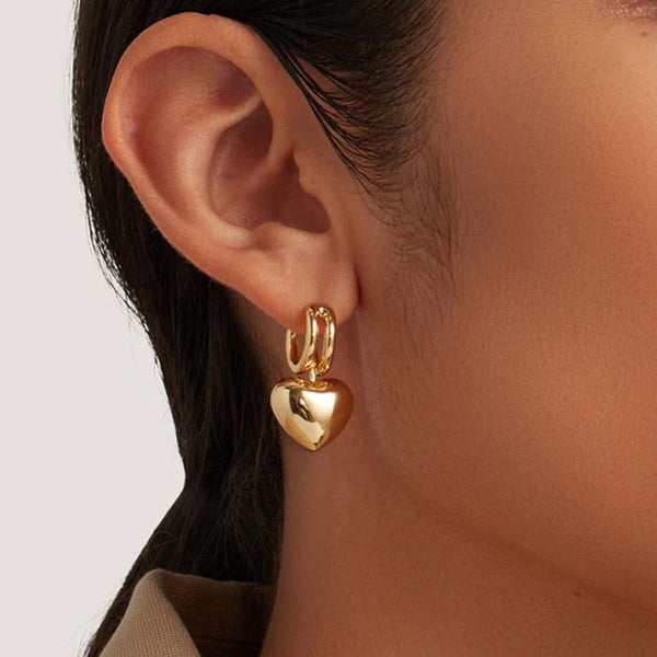 Heart Drop Gold Earrings