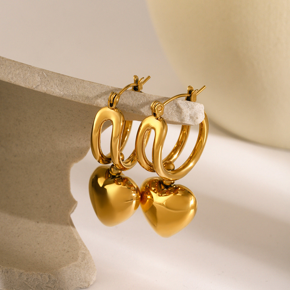 Heart Drop Gold Earrings