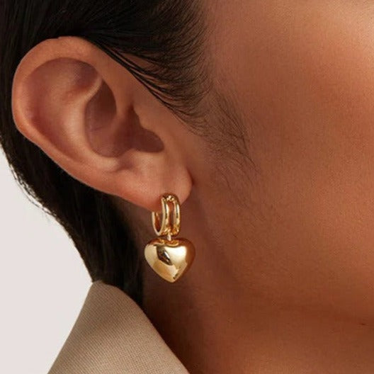 Heart Drop Gold Earrings