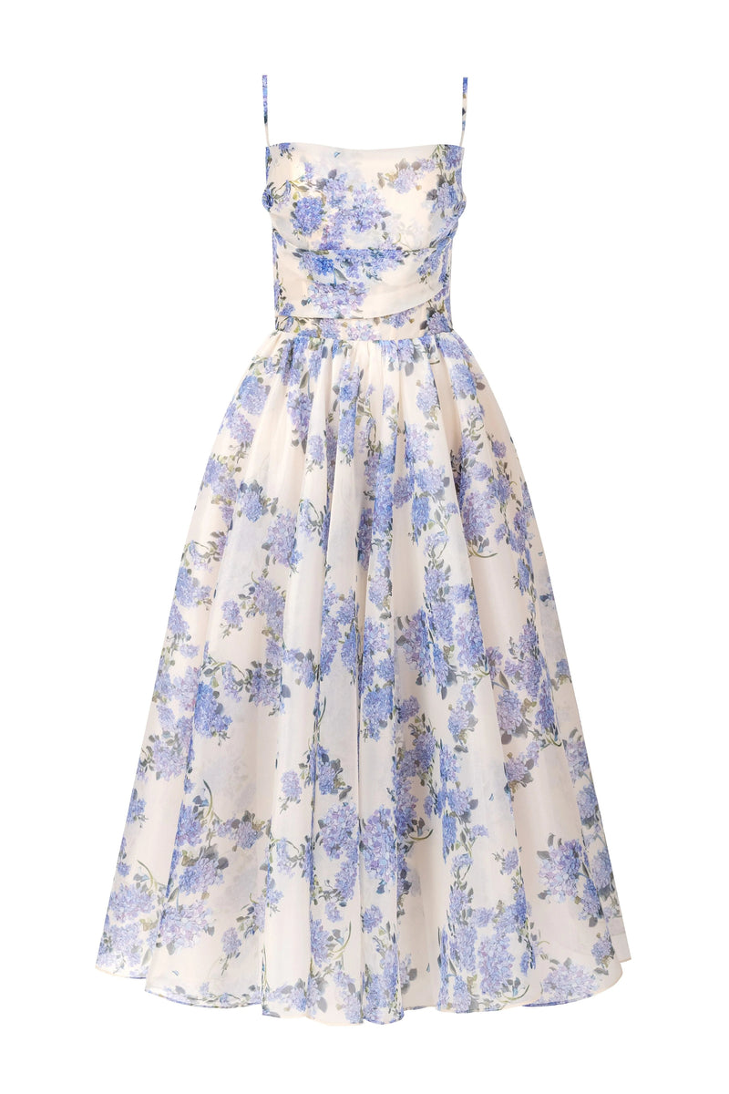 Hydrangea Haven - Dreamy Spaghetti Strap Midi Dress - VibeSoothe