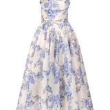 Hydrangea Haven - Dreamy Spaghetti Strap Midi Dress - VibeSoothe