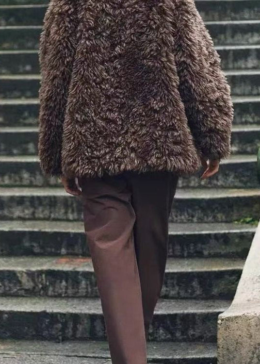 Urban Plush Curl Faux Fur Coat – Oversized Textured Outerwear