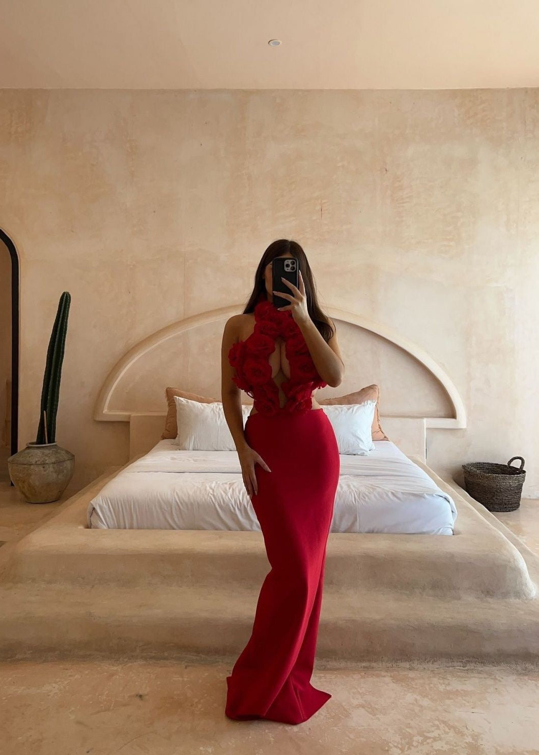 Scarlet Flora Halter Maxi Dress – Open Back Evening Gown