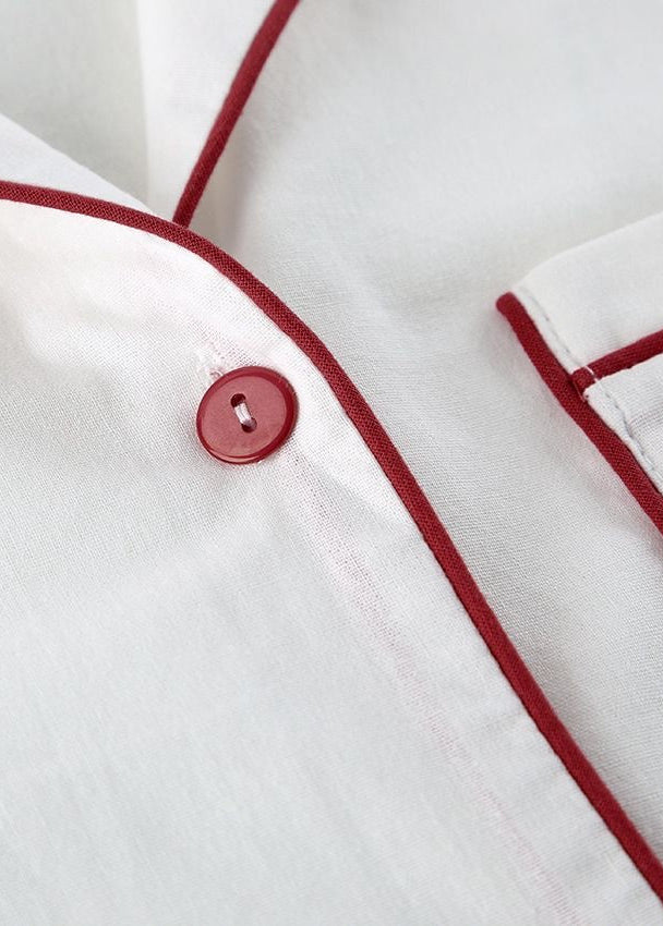 White Cotton Pajama Set for Women