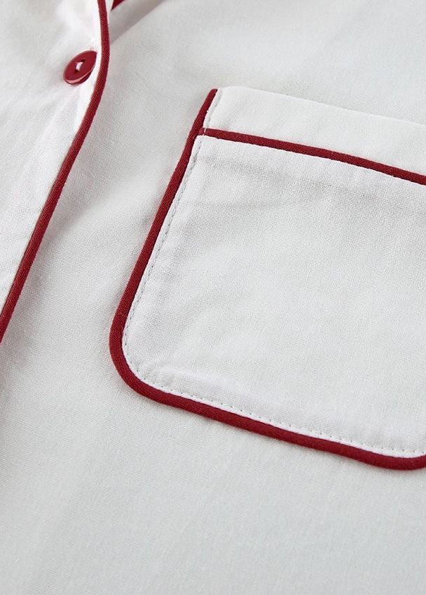 White Cotton Pajama Set for Women