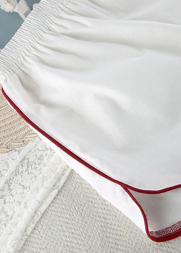 White Cotton Pajama Set for Women