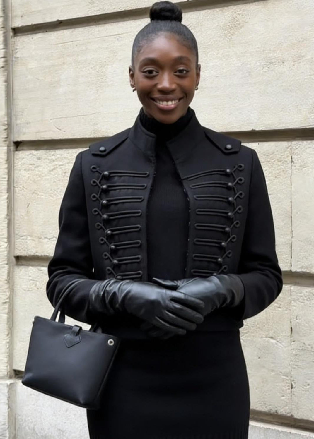 Women’s Cropped Military Jacket – Structured Black Statement Blazer Coat