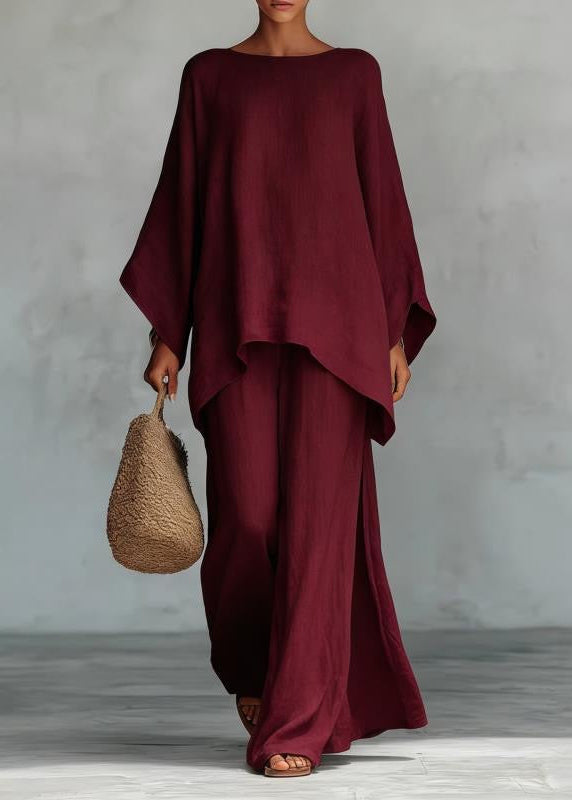 Aria Linen Two-Piece Set – Oversized Top & Wide Leg Pants