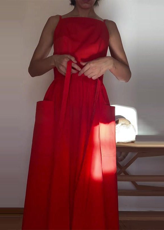 Skyline Tie-Waist Midi Dress – Sleeveless Pocket Summer Dress