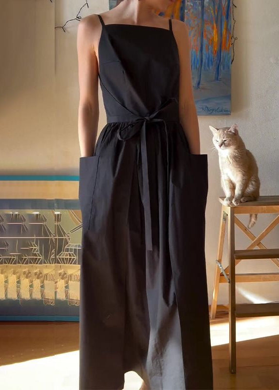 Skyline Tie-Waist Midi Dress – Sleeveless Pocket Summer Dress