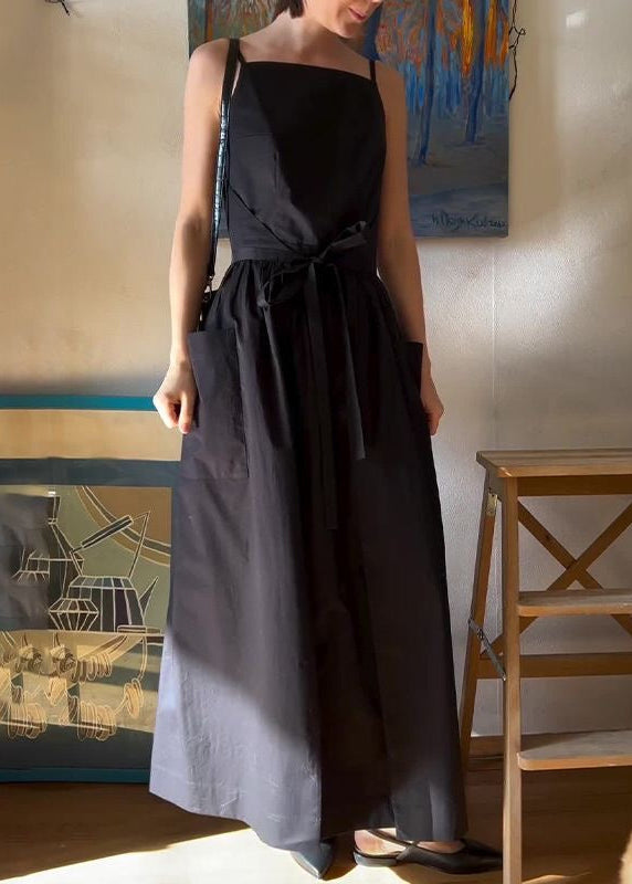 Skyline Tie-Waist Midi Dress – Sleeveless Pocket Summer Dress