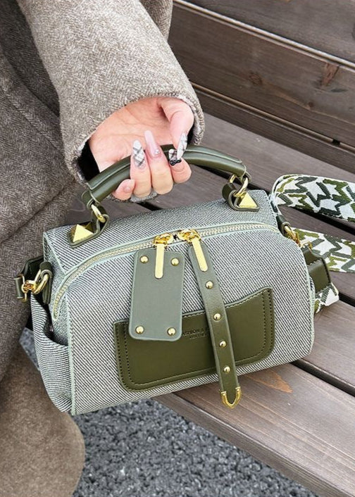 Urban Strap Detail Barrel Bag – Compact Canvas Style