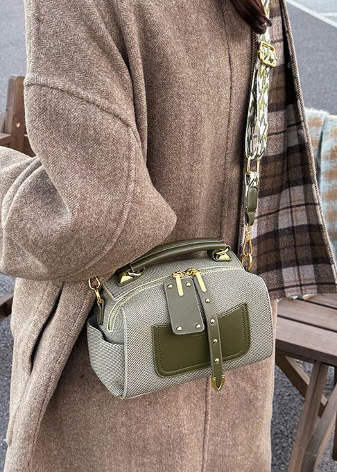 Urban Strap Detail Barrel Bag – Compact Canvas Style