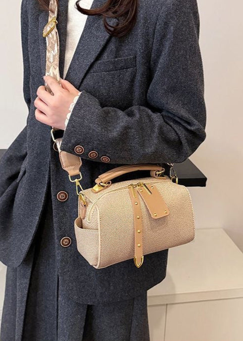 Urban Strap Detail Barrel Bag – Compact Canvas Style